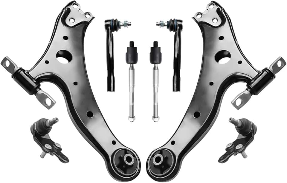 8pcs Steering Suspension Kit Control Arms Ball Joints Outer Tie Rods Sway Bar Links Compatible With Toyota Camry Avalon 2005-2012