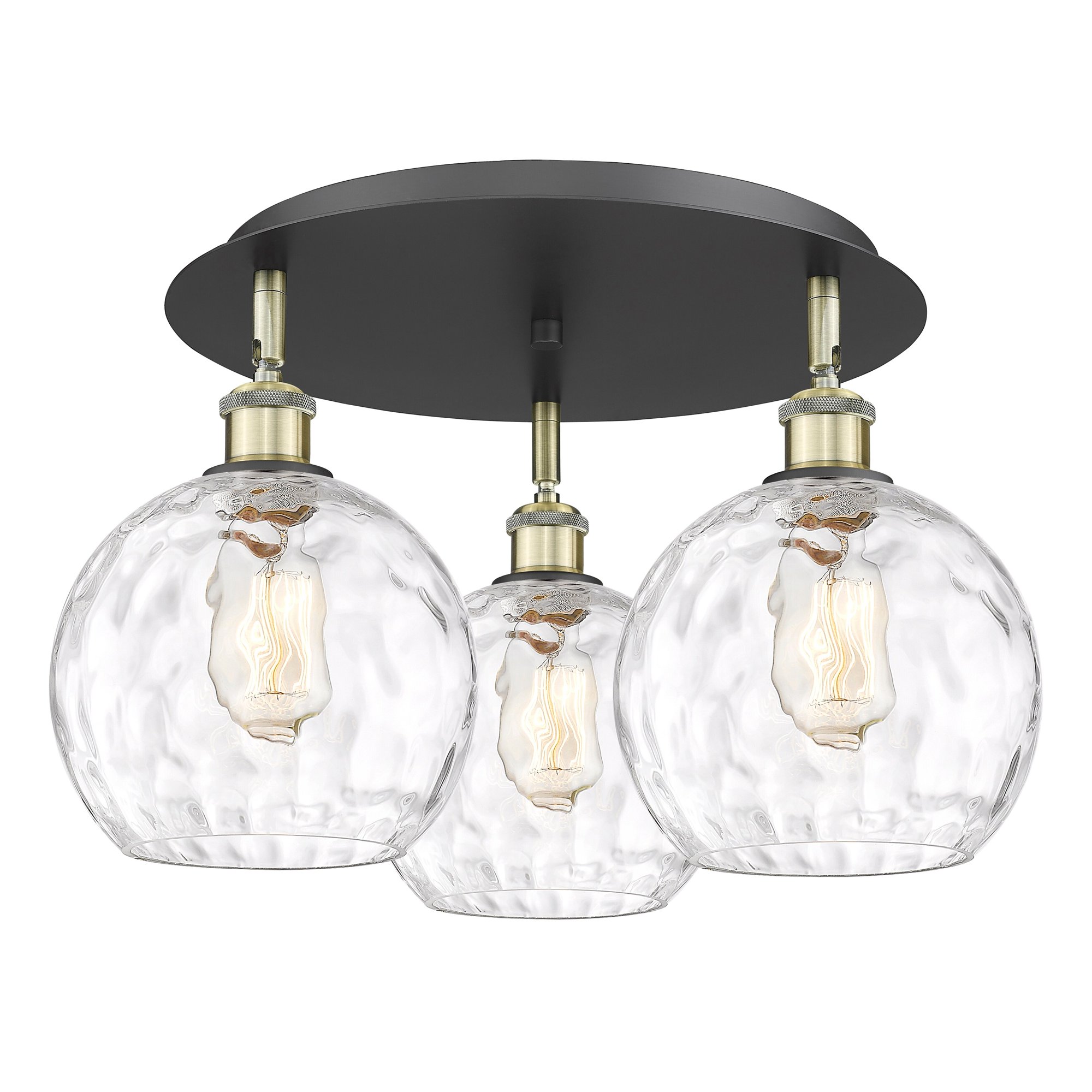 Innovations Lighting - Athens Water Glass - 3 Light Flush Mount In Industrial