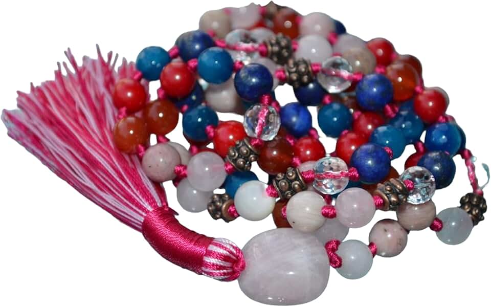 Hand-Knotted Taurus Sun Sign 108 Mala Beads Necklace – April & May Birthstone - Multi Chakra Alignment