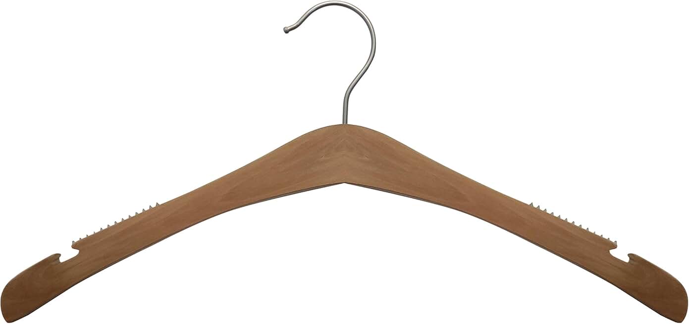 NAHANCO 30017 Signature Wood Hangers, Low Gloss Natural, 16 3/4