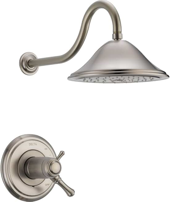 Delta Faucet Cassidy 17T Series Dual-Function Shower Trim Kit with Single-Spray Touch-Clean Shower Head, Stainless T17T297-SS (Valve Not Included)