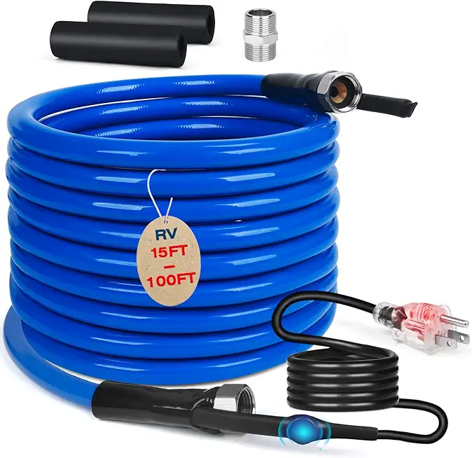 100FT Heated Water Hose for RV,Heated Drinking Water Hose with Thermostat,Lead and BPA Free,1/2