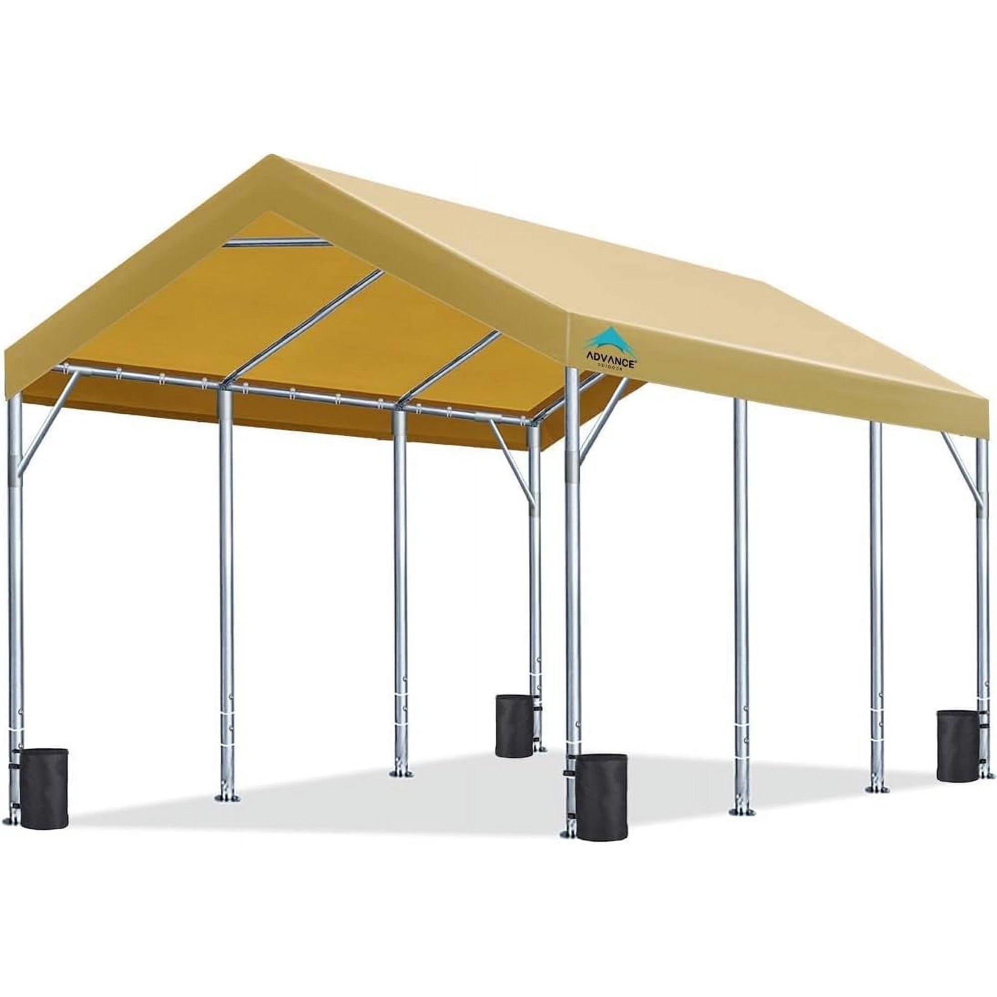 12x20 ft Heavy Duty Carport Car Canopy Garage Boat Shelter Party Tent, Adjustable Height from 9.5ft to 11ft, Beige