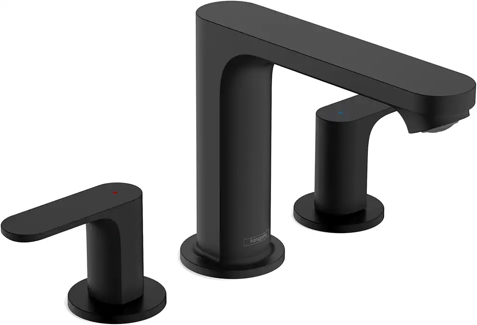 Hansgrohe Rebris S Contemporary 2-Handle 3-Hole 5-inch Tall Bathroom Sink Faucet in Matte Black, 72530671