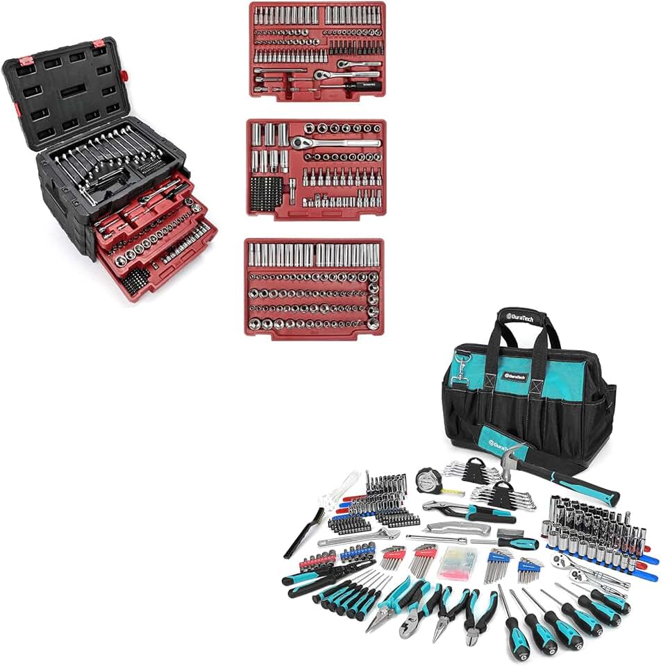 WORKPRO 450-Piece Mechanics Tool Set+DURATECH 416-Piece Home Repair Tool Set