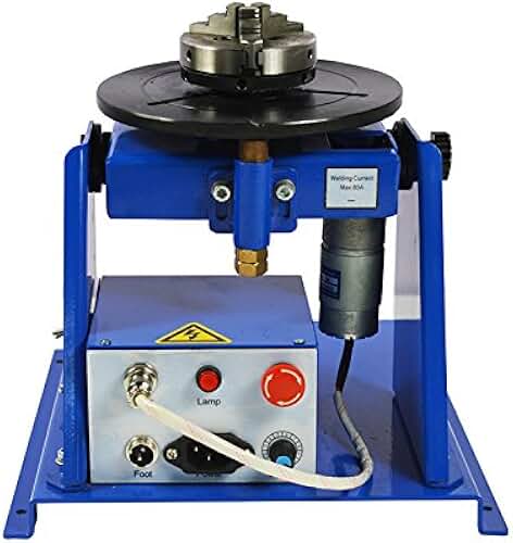 10KG Welding Positioner Turntable Table Angle 0 to 90° Welding Positioner Positioning Turntable 110V With 80mm Chuck Rotary Table Workbench 3 Jaw Chuck