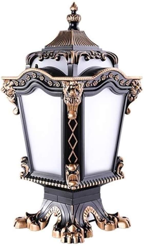 Creative Retro Continental IP55 Waterproof Metal Pillar Light Villa Fence Outdoor Post Lantern E27 Graden Patio Pedestal Light Outside Park Lawn Landscape Column Light Outdoor Table Lamp Lights