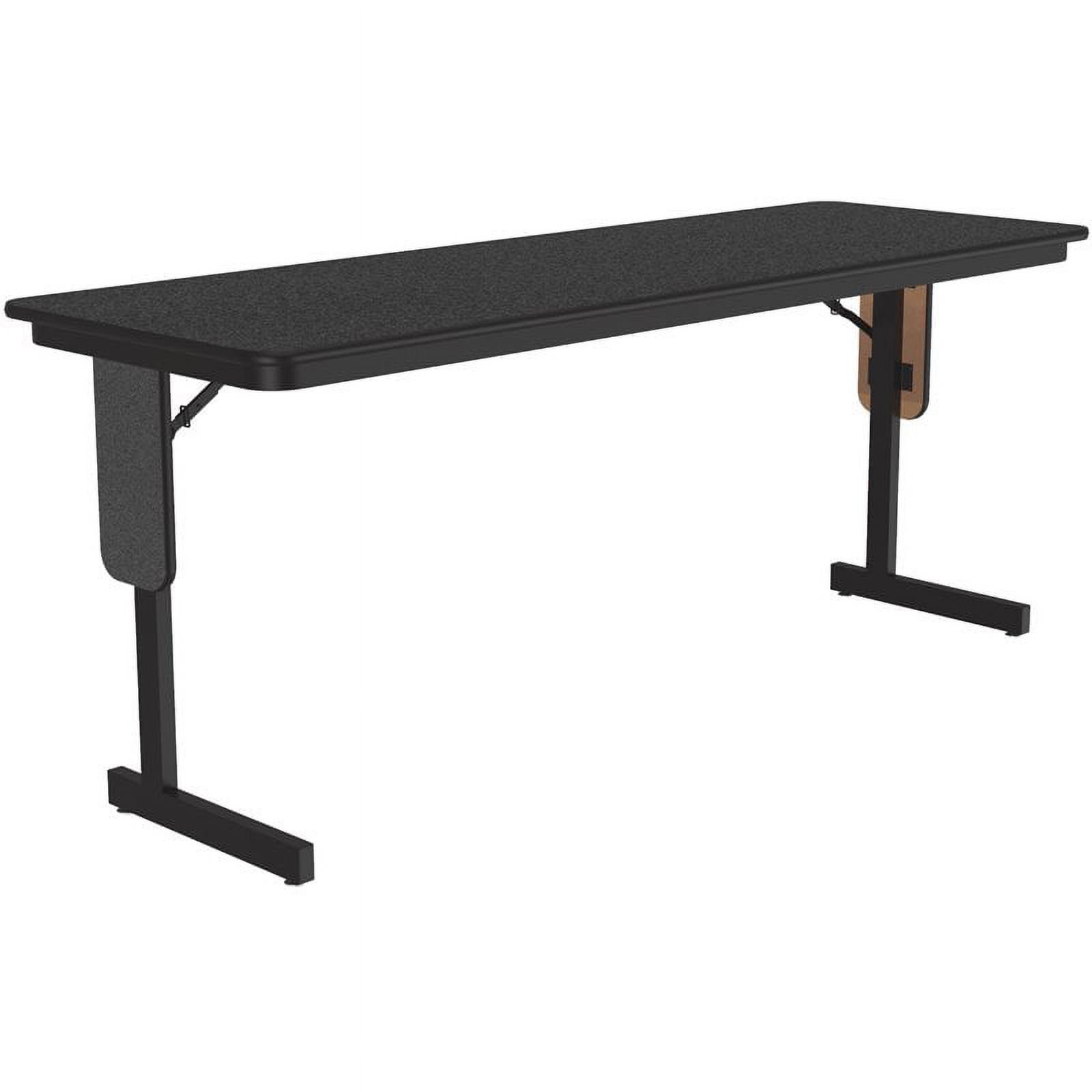Pemberly Row High Pressure Metal & Wood Folding Seminar Table in Black Granite