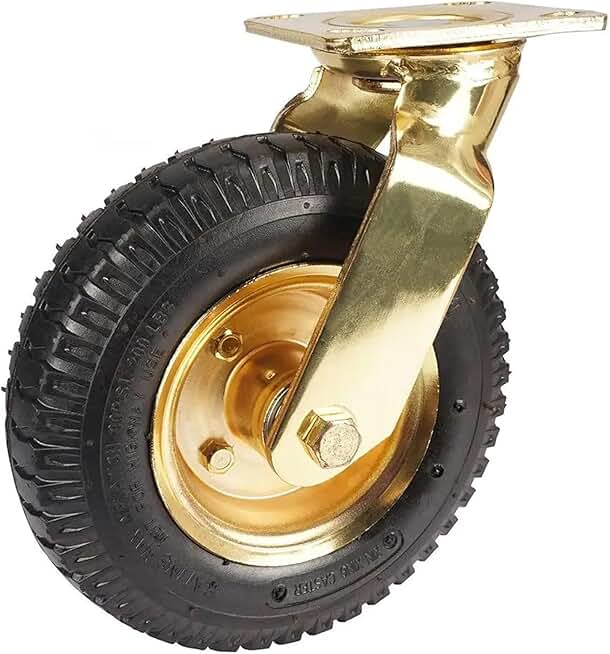 1Pcs Caster 8-inch Gold-plated Inflatable Wheel Rubber Hotel Luggage Cart Air Universal