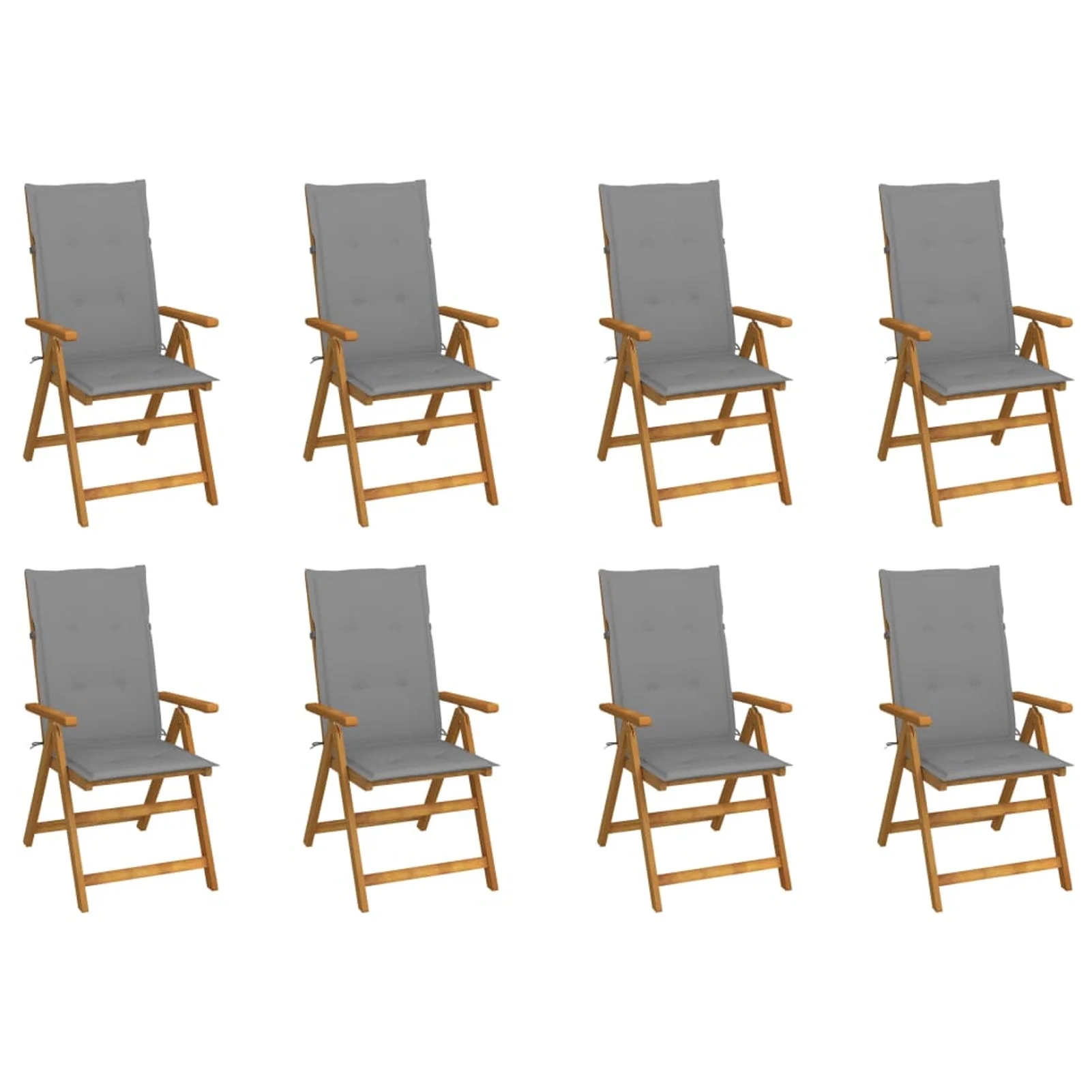 Irfora Folding Patio Chairs with Cushions 8 pcs Solid Acacia Wood