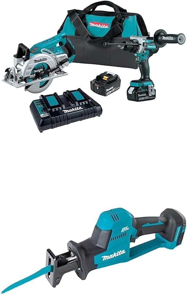 Makita XT289PT 18V LXT® Lithium-Ion Brushless Cordless 2-Pc. Combo Kit (5.0Ah) with Makita XRJ08Z 18V LXT® Lithium-Ion Brushless Cordless Compact One-Handed Recipro Saw, Tool Only