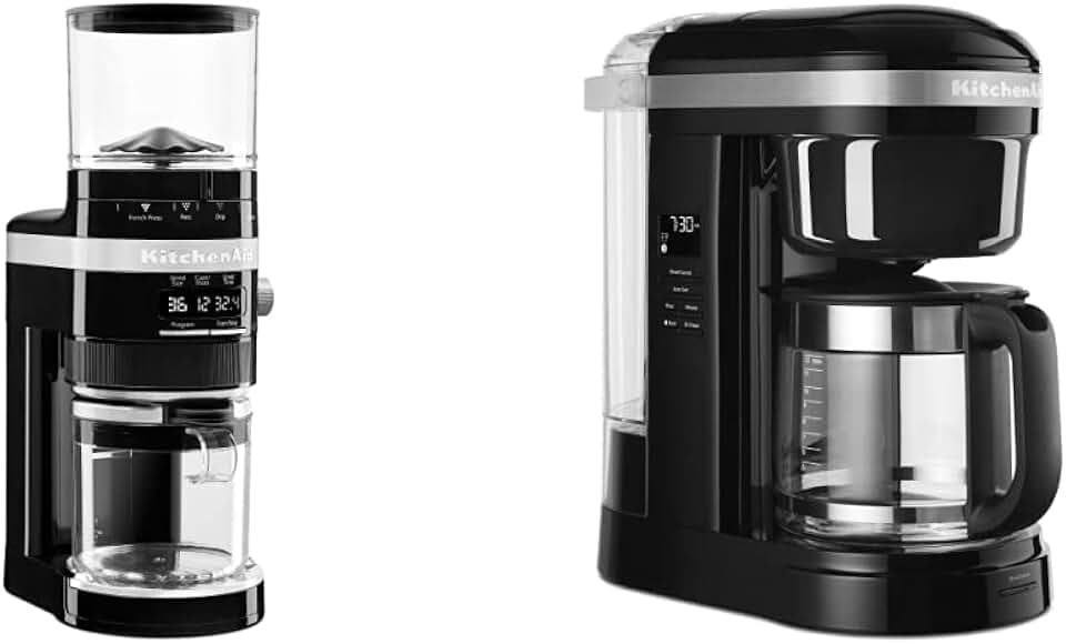 KitchenAid Burr Coffee Grinder and 12 Cup Drip Coffee Maker Bundle - Onyx Black