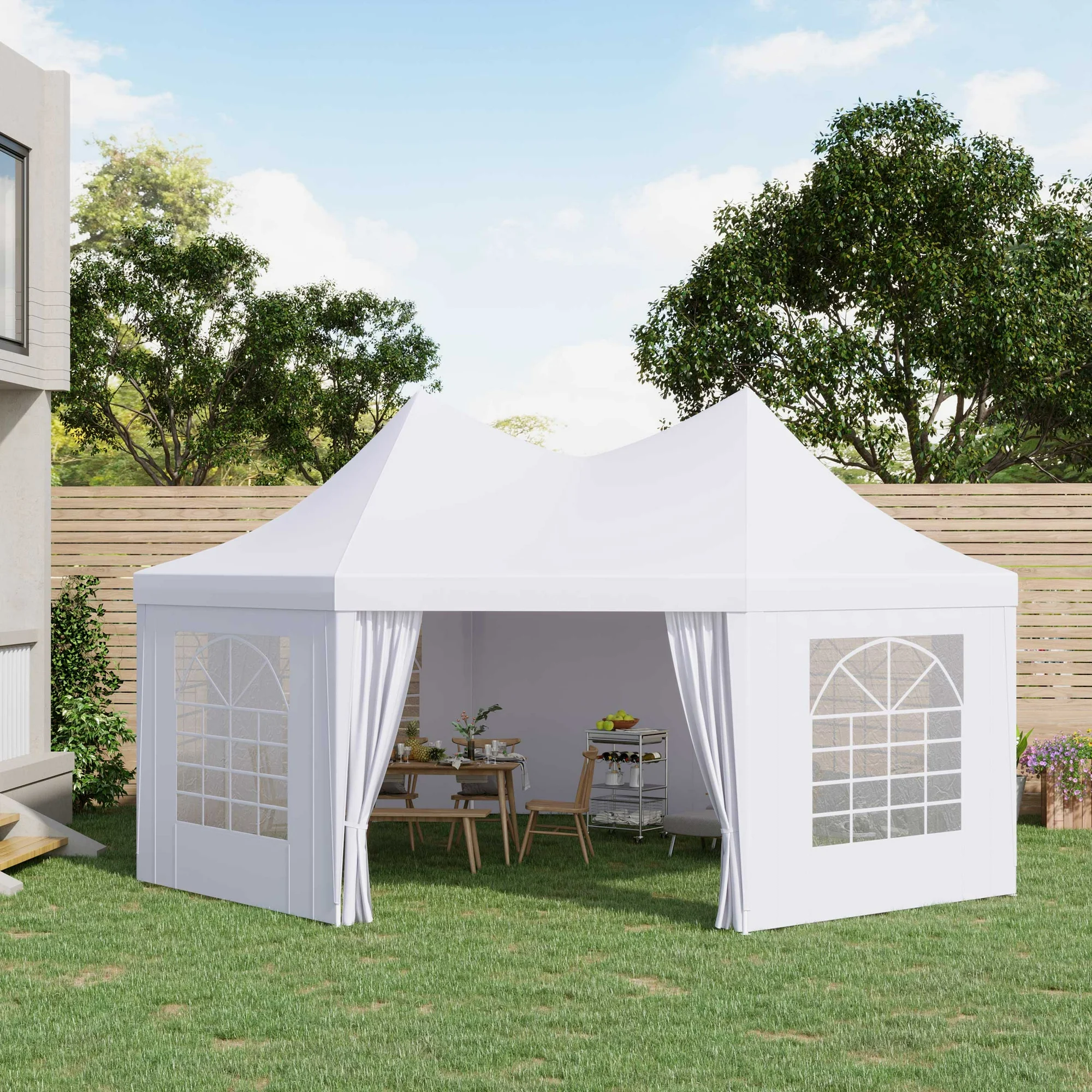 Outsunny 22' x 16' Party Tent Canopy with 2 Doors, 6 Cathedral Windows