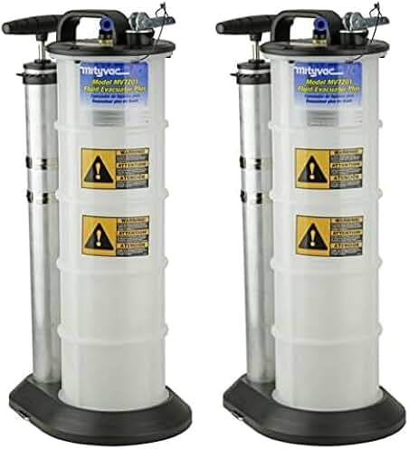 Mityvac 7201 Manual Fluid Evacuator Plus with 2.3 Gallon Reservoir; Evacuates or Dispenses Fluids with Push Button; Evacuate Through The Dipstick Tube (Pack of 2)