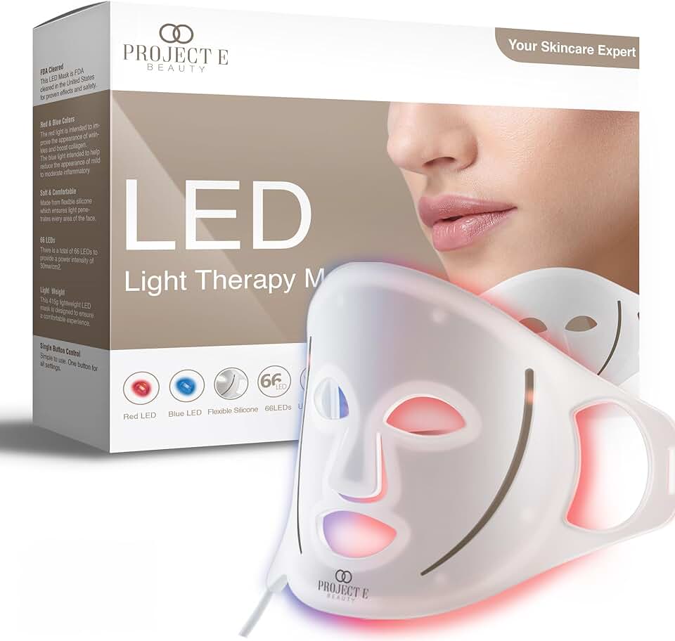 Project E Beauty LED Light Therapy Mask Red Blue Light Therapy | Anti-Aging & Anti-Acne | Skincare Device for All Skin Types | At-Home Silicone Face Led Mask