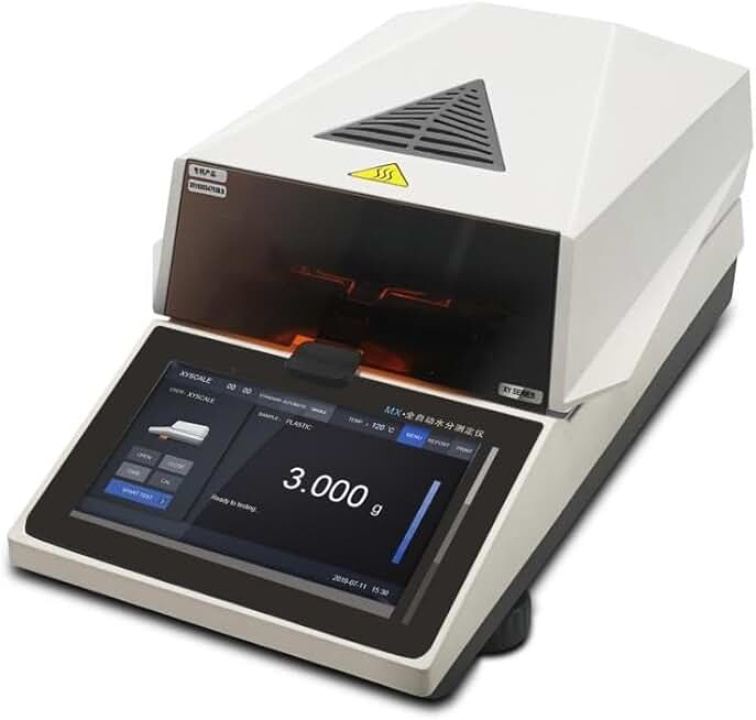 Halogen Moisture Analyzer Halogen Heating Moisture Meter with HBM Sensors Accuracy 0.001g Maximum Weighing Capacity 110g Moisture Readability 0.01% 200 Sets of Data Storage