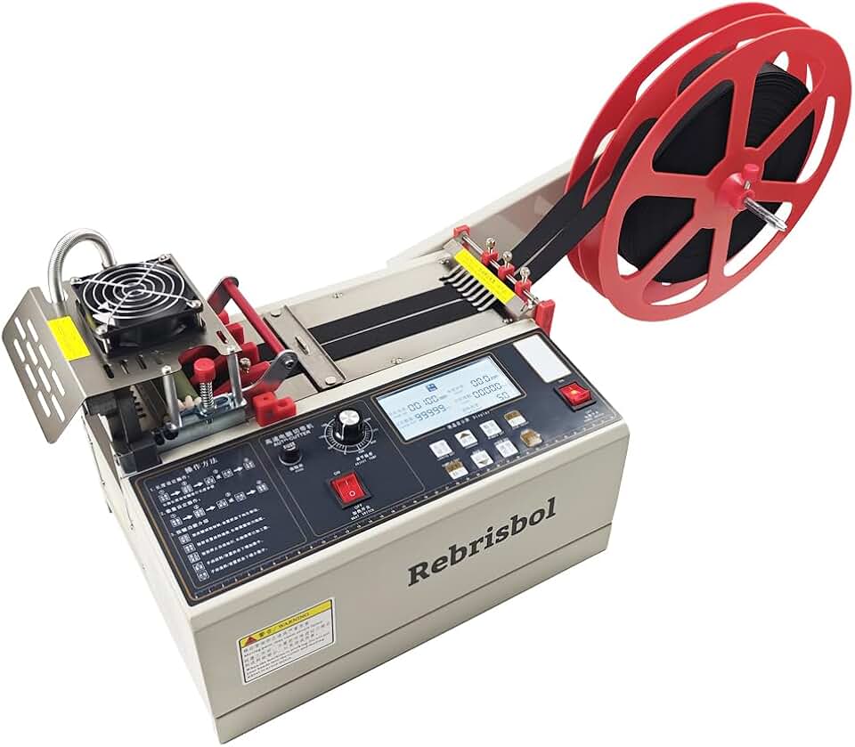Webbing Cutting Machine 5inch LCD Display Cold and Hot Webbing Tape Cutting Machine for Cutting Strip, Webbing Belt, Zipper Tape, Max Cutting Width 3.74inch