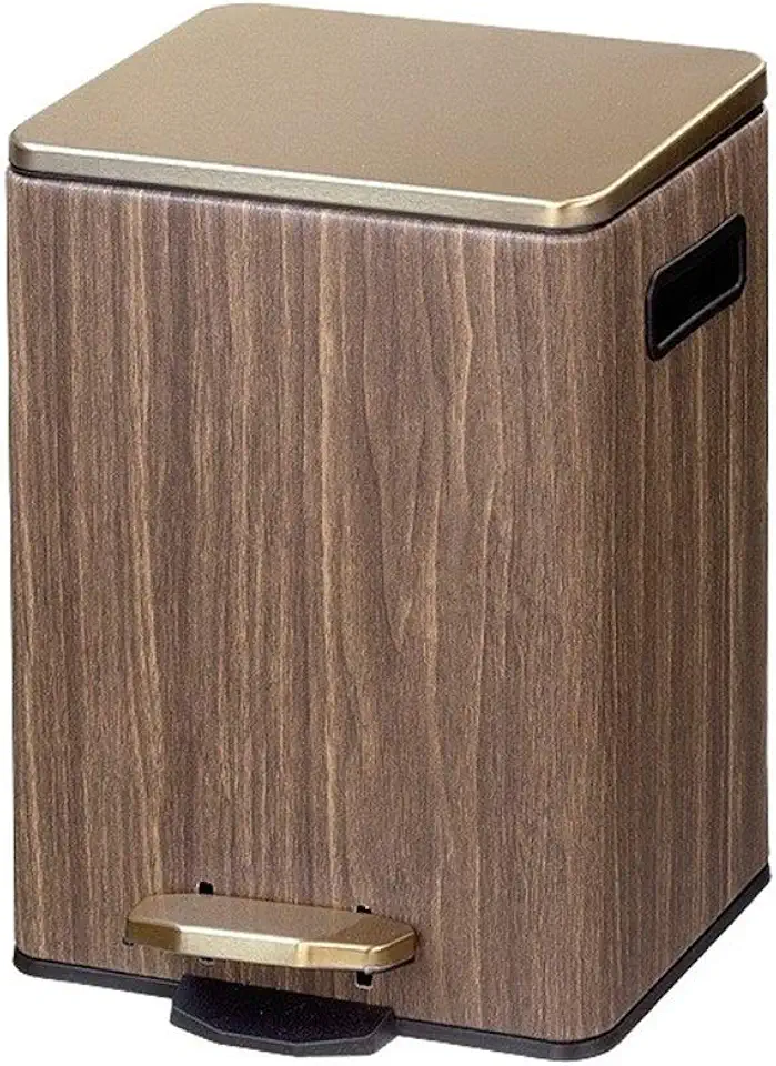 Trashcan Pedal Bin, Home Living Room Bedroom Wood Grain PU Leather Creative Garbage Cans, Kitchen Bathroom Trash Can Lid