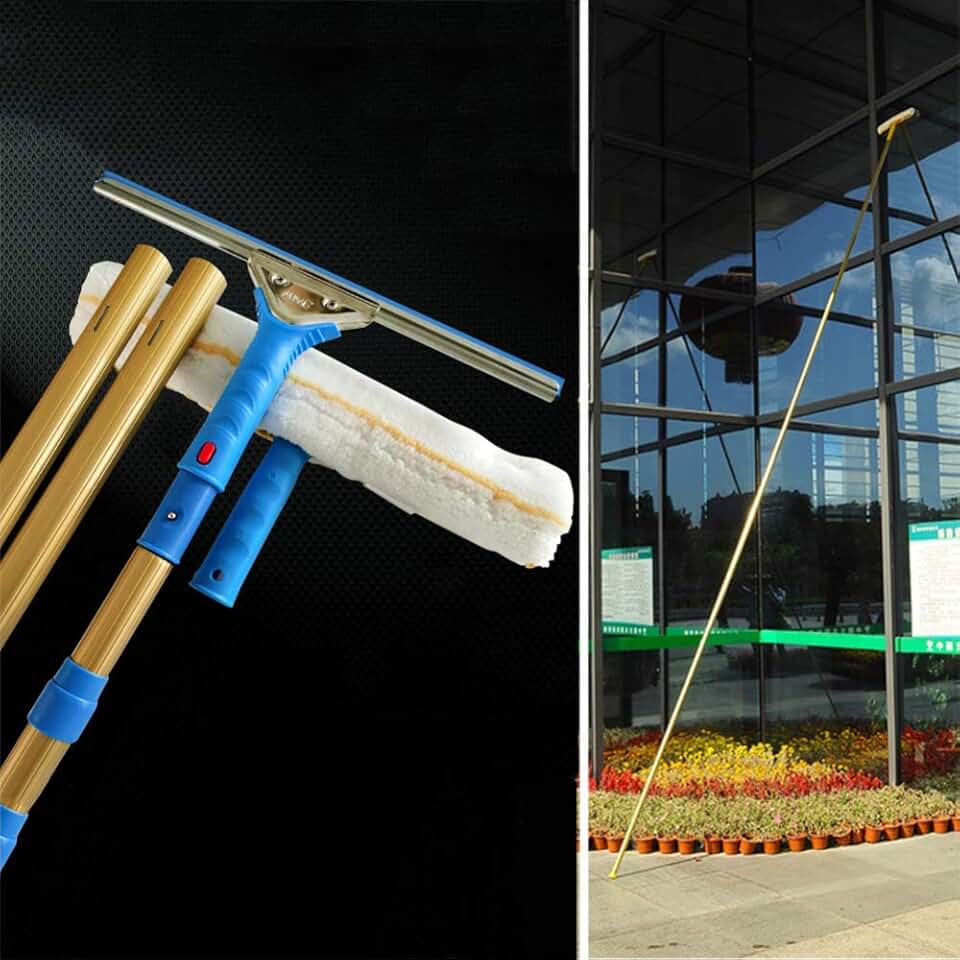 Telescopic Window Cleaner Bar Scraper, Window Glass Wall Photovoltaic Panel Cleaning Pole, Extendable Cleaner for Trucks Campers Caravan Buses Windows Solar Panels Washing/4M/4.6Ft