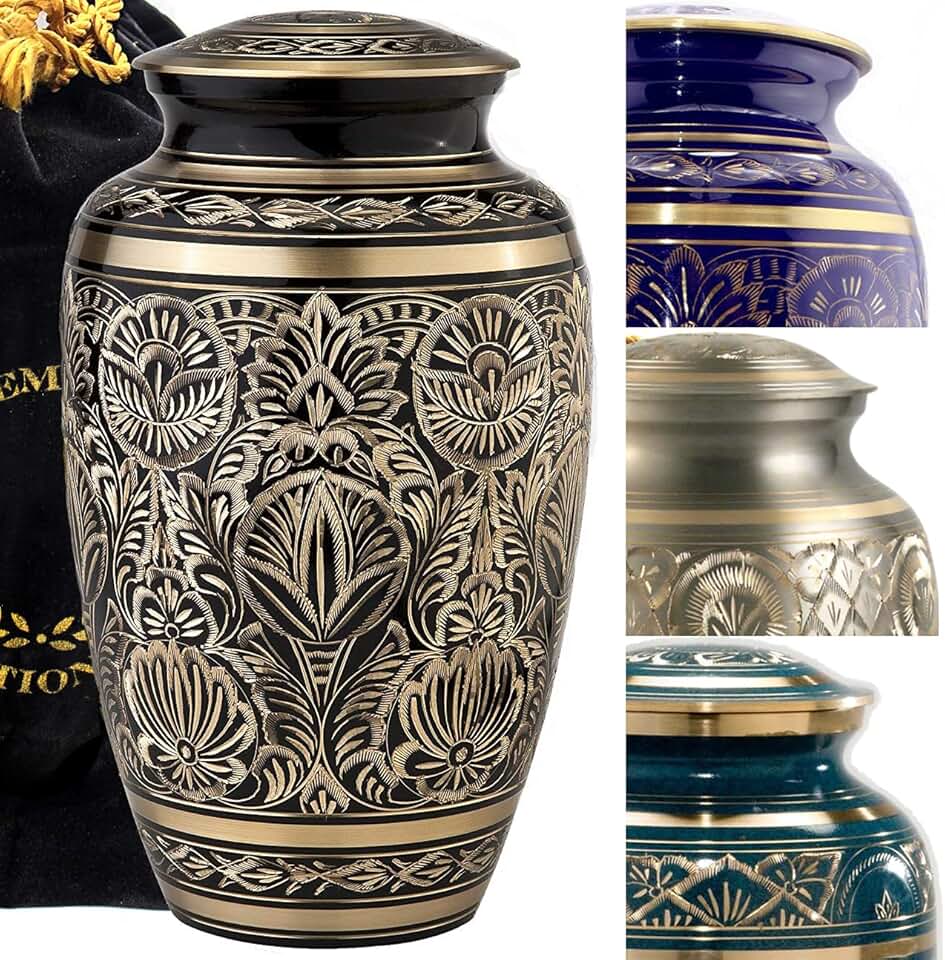Majestic Radiance Cremation Urns for Human Ashes Adult Male for Funeral & Cremation Urns for Adult Male Extra Large Urns for Dad and Cremation Urns for Men Adults Black Urns for Ashes