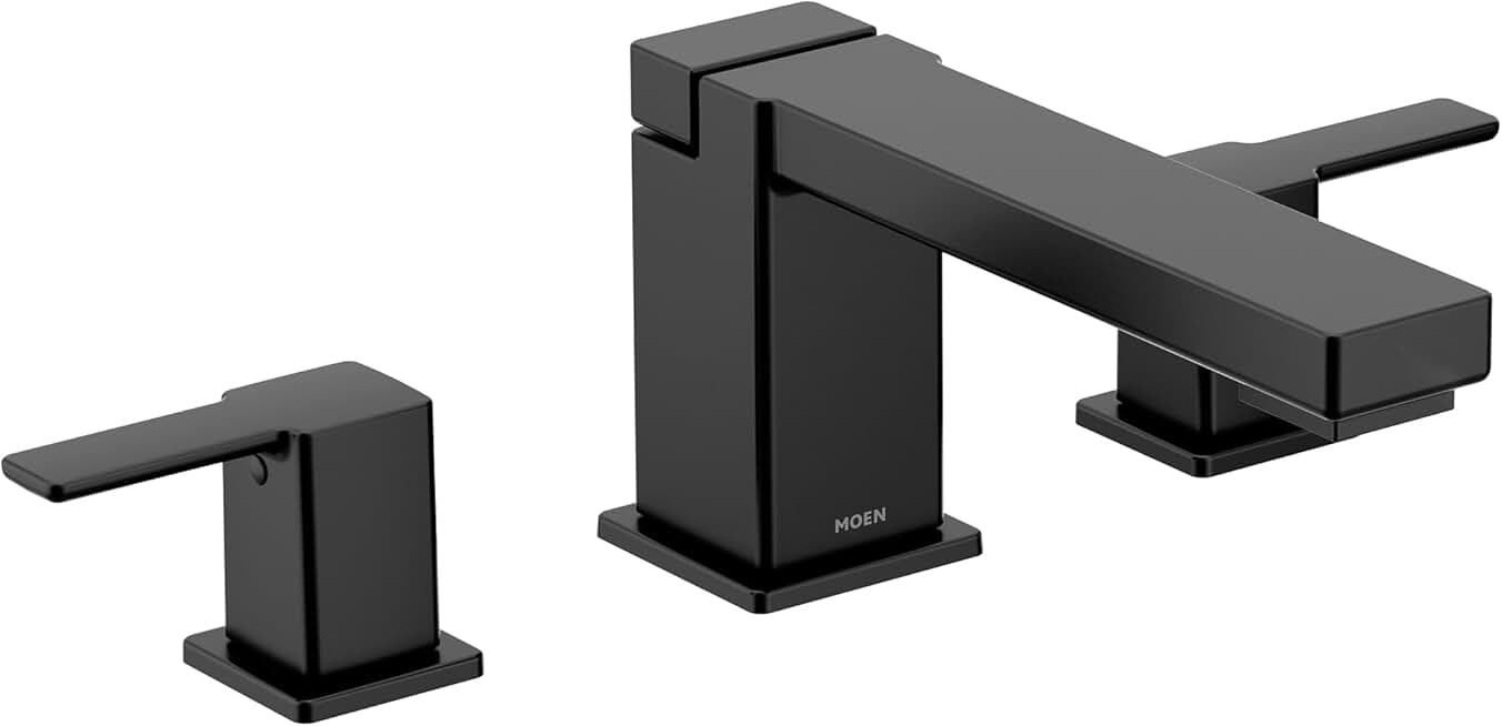 TS913BL 90 Degree Two-Handle Deck Mounted Roman Tub Faucet, Valve Required, Matte Black