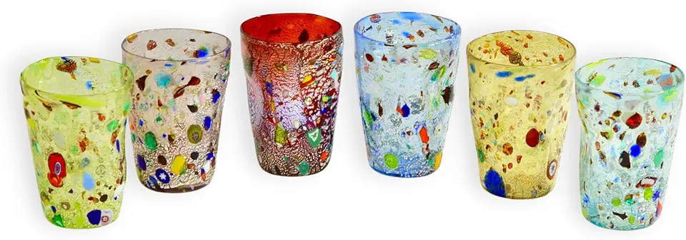Authentic Murano Glass Drinking Glasses, 16 oz Glasses, 5