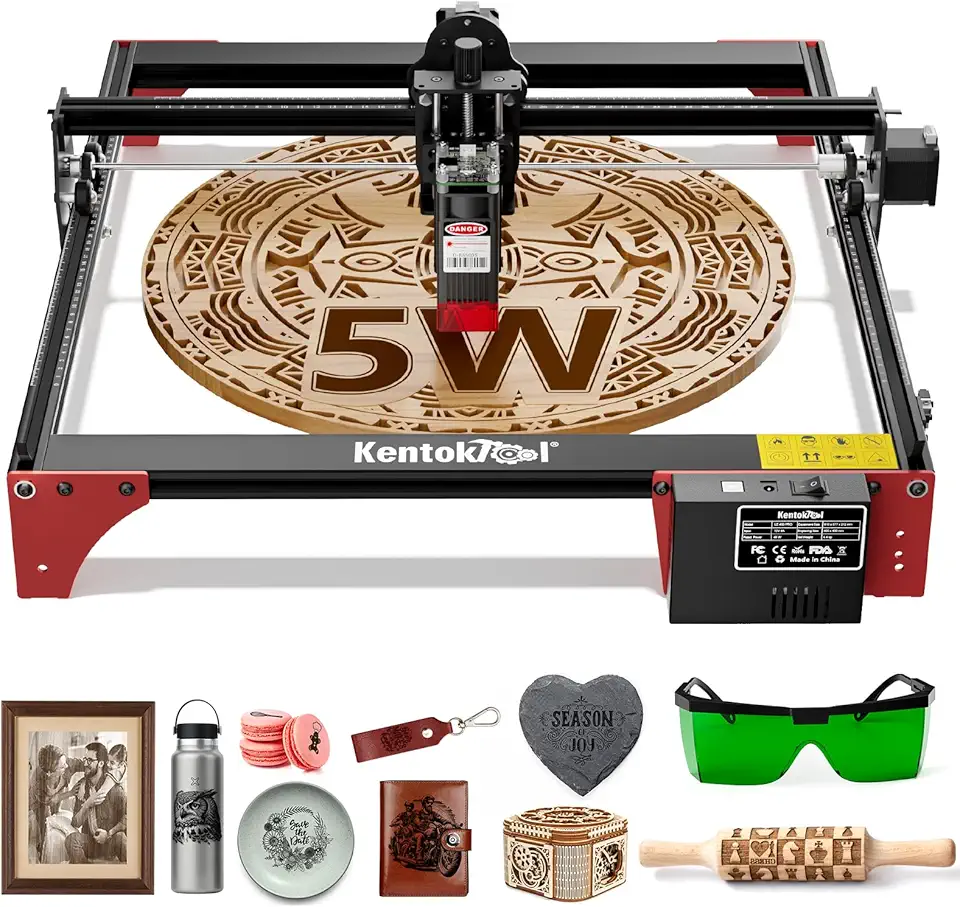 Laser Engraver, KENTOKTOOL LE400PRO 50W Laser Engraving Machine for Beginners, 5.5W Power High Precision Metal Laser Engraver and Cutter Machine for Wood, Acrylic, Leather, for Commercial and Domestic