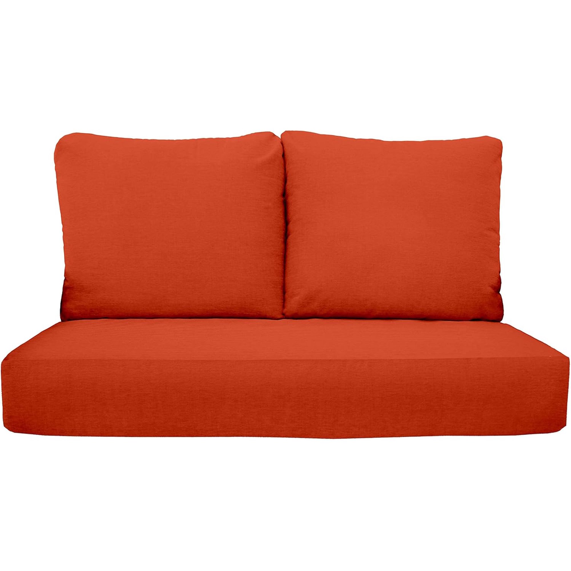 Indoor Outdoor Deep Seating Loveseat Cushion Set, 1-46” x 26” x 5” Seat  2-25” x 21” Backs, Choose Color (Coral)