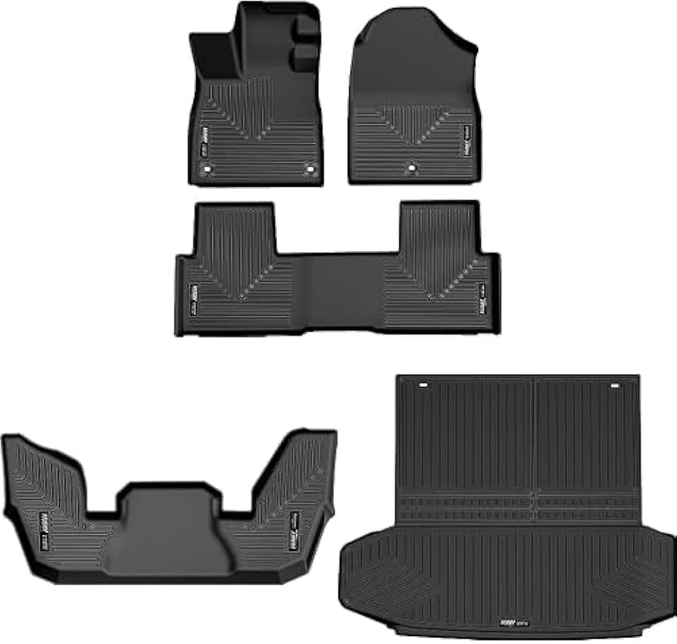 Weatherbeater Floor Mats | Custom Fit for 2023 - 2024 Honda Pilot (Folds up/Down w/3rd Row) | Front, 2nd & 3rd Row + Cargo, 5-pc. Black