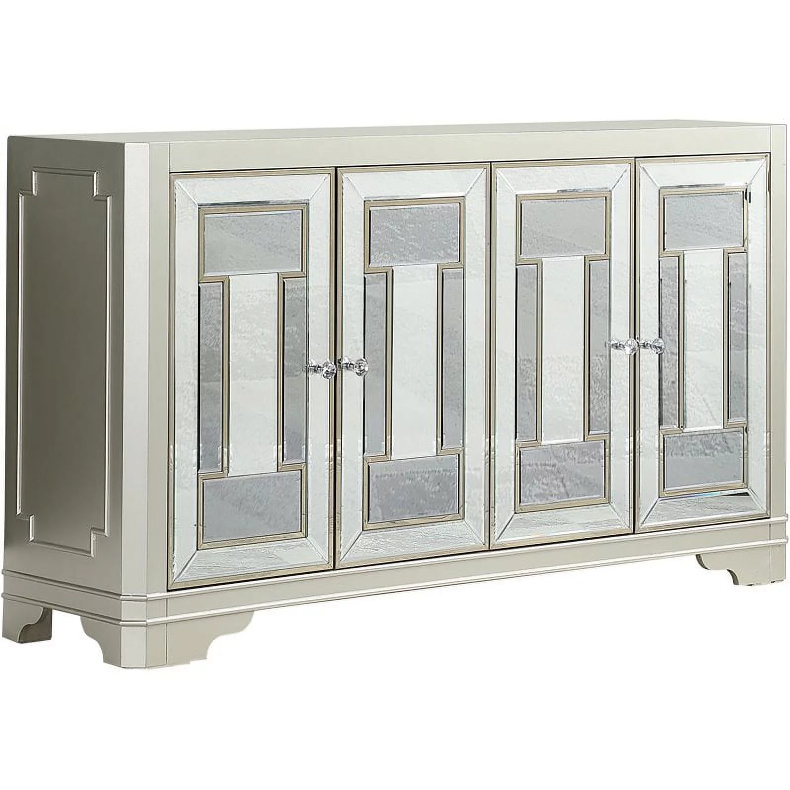 Pemberly Row 4 Door Accent Cabinet in Smoke and Champagne Finish