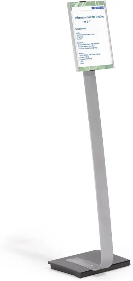 Durable Info Sign A4 | Floor Standing Information Stand | 1.18 m in Height | Silver | Ideal for Offices, Conferences, Exhibitions, etc.