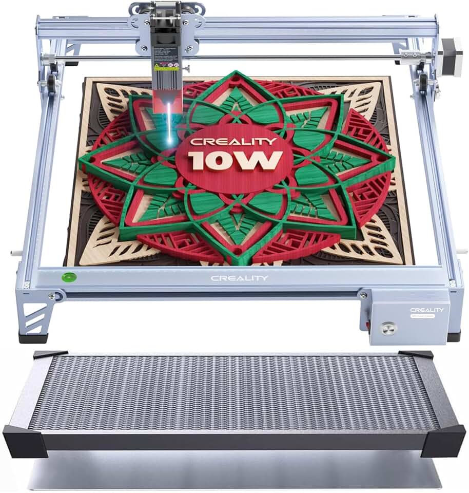 10W Laser Engraver Machine with Honeycomb Bed, 0.06mm High Precision 72W Laser Cutter and Engraver Machine for Wood and Metal, Acrylic, Leather, 15.7