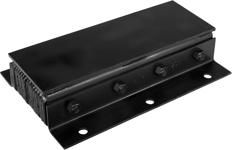 Steel Faced Rubber Dock Bumper, Rectangular, Laminated, Vertical Mount, 6 Holes, 20