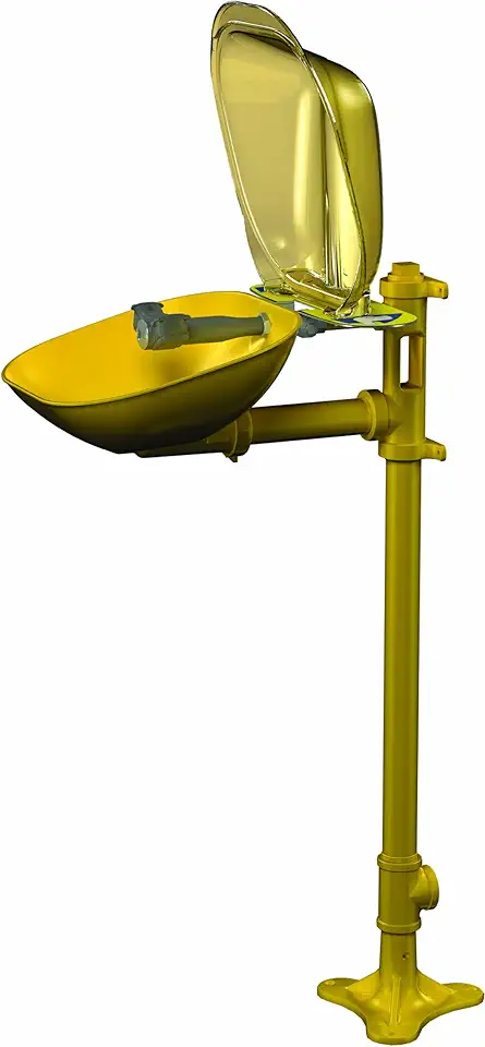 Bradley S19214PDC Safety Eye/Face Wash Unit with Plastic Bowl and Dust Cover, Pedestal Mount, 0.4 GPM Water Flow, 13