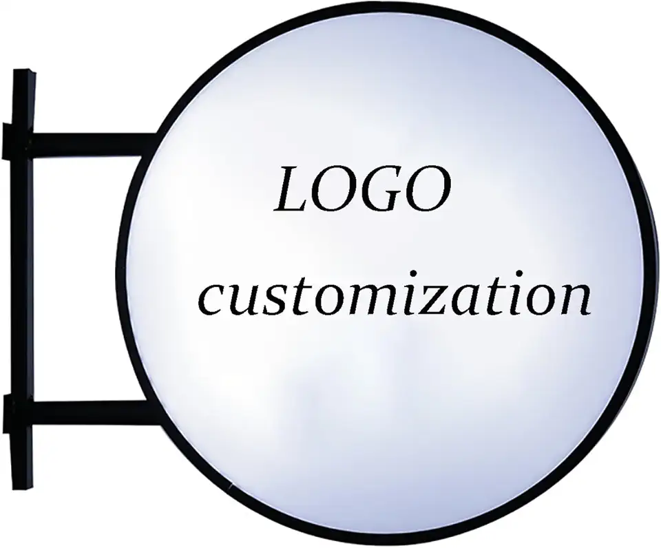 Double Sided Outdoor Advertising Projecting Light Box Sign, Waterproof Round Light Advertising Board for Business, Retail Advertising, Bar, Cafe