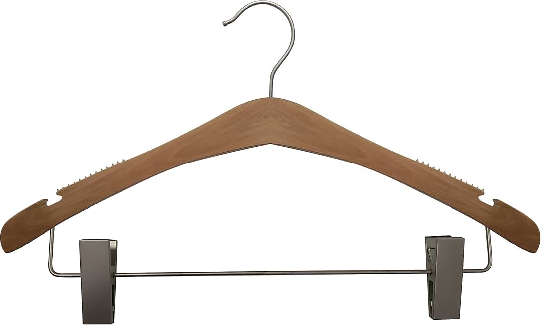 NAHANCO 30017RC Signature Wood Hangers, Low Gloss Natural with Inset Grippers, 16 3/4