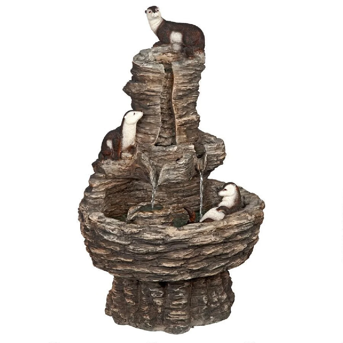 Outdoor Living and Style Tres Amigos Playful Otter Cascading Garden Fountain - 28
