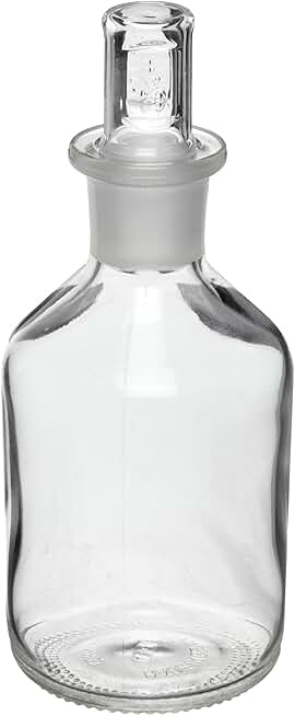 Pyrexplus Borosilicate Glass Non-Sterile Narrow Mouth Reagent Storage Bottles with Standard Taper Stopper, 500ml Capacity (Case of 6)