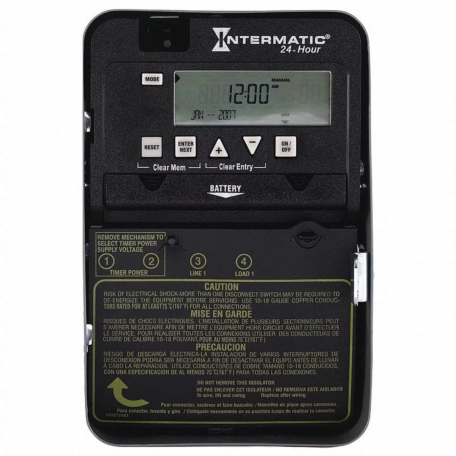 Intermatic ET1105C 24-Hour 1 Circuit Electronic Control, 120-277 VAC, SPST, Indoor Metal Enclosure