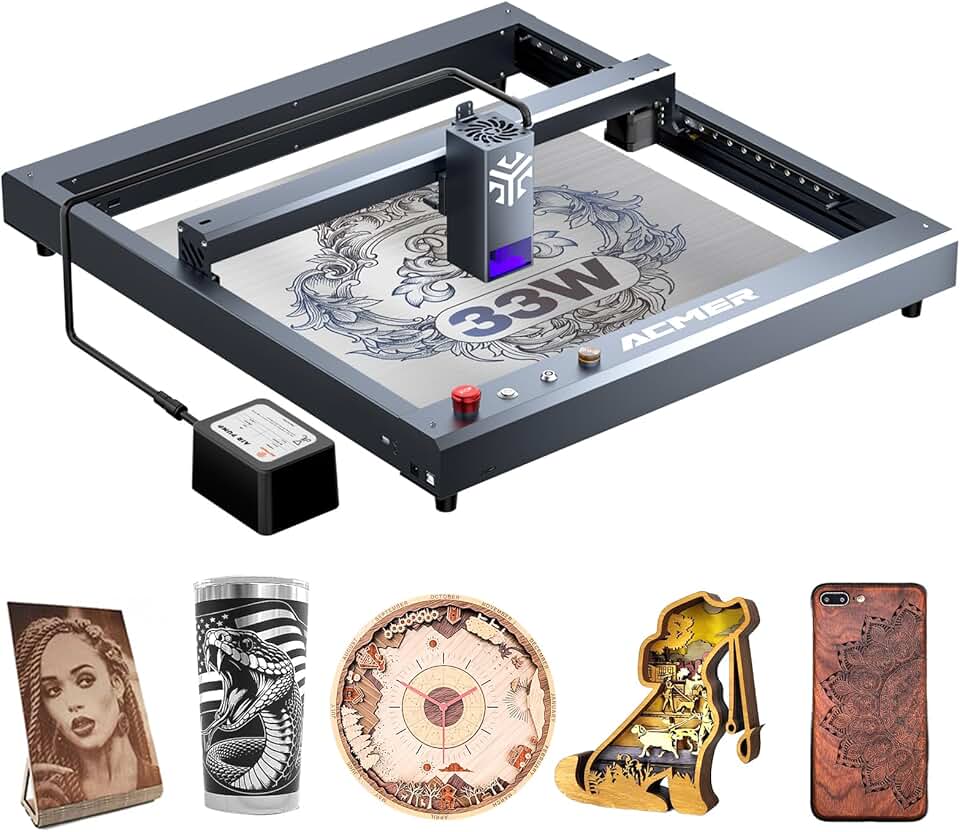 Laser Engraver, Laser Cutter, Laser Engraving Machine, CNC Laser Cutter and Engraver Machine Class 4 for Stainless Steel, Wood, Metal, Acrylic, Leather (P2-33W)