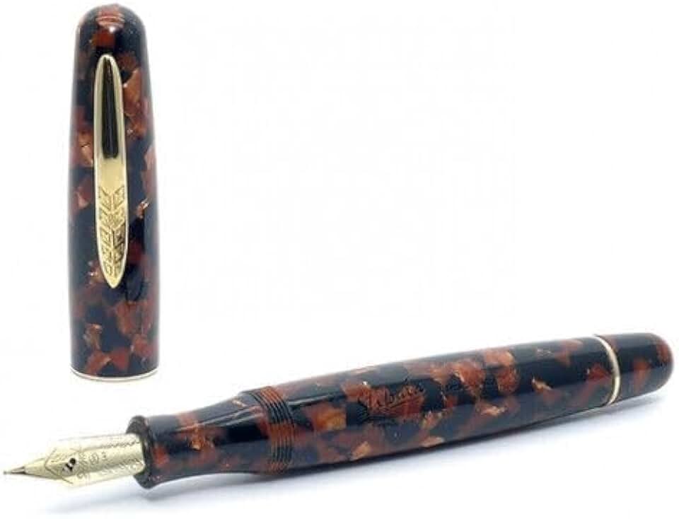 Etruria Gallicana Fountain Pen GALLICANA (Terra Di Siena Celluloid) - 14K Gold Stiflex Medium Nib