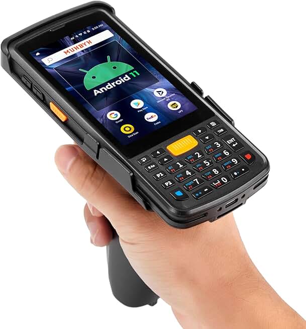 MUNBYN 2024 New Android Barcode Scanner with Pistol, Android 11 Equip with Zebra SE4710 Scanner, Handheld Computer, Inventory Scanner, QR UPC, Rugged 4G, Data Collector for Warehouse, 2Y Protection