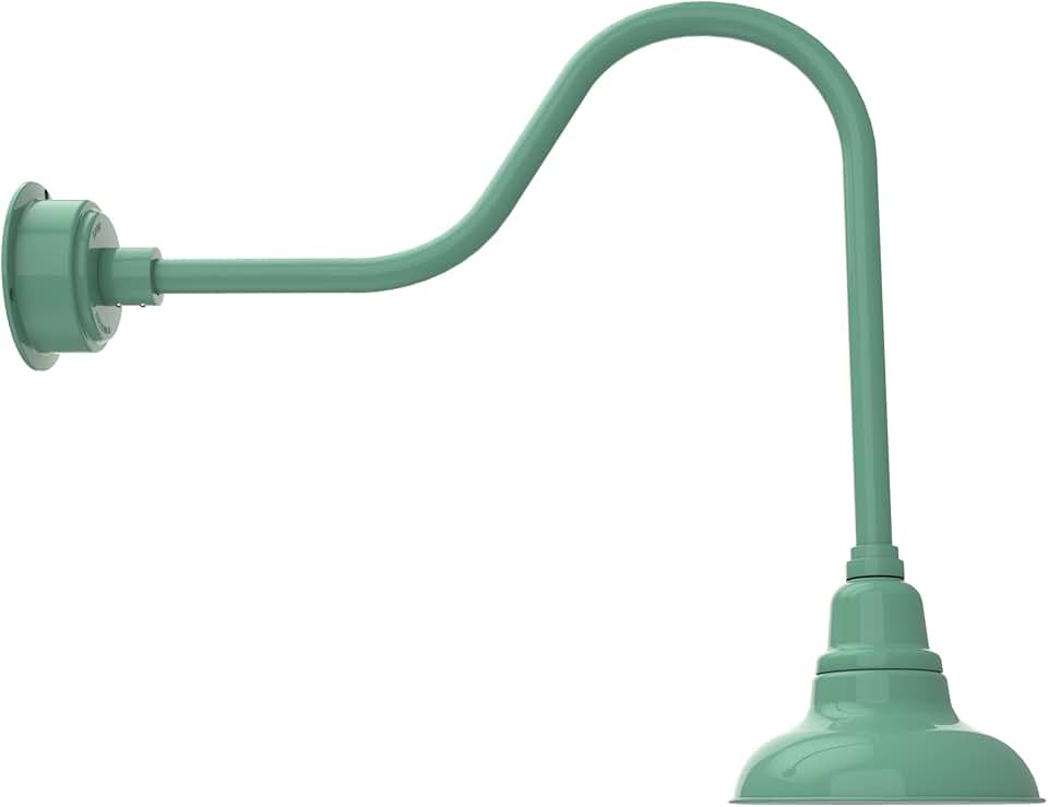 Cocoweb 8in. Jade Indoor Outdoor Gooseneck Barn Light Fixture with Sleek Arm - Vintage Farmhouse Wall Sconce