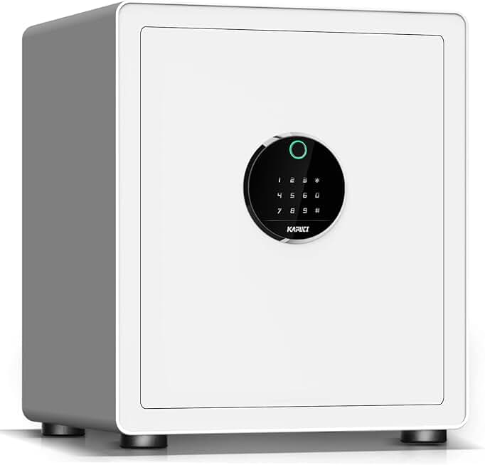 KAPUCI Modern Minimalism Design Biometric Fingerprint Touch Screen Safe, 2.25 Cubic Feet Auto-Open Safe Box with Digital Virtual Password,Safety Steel Home Safes for Wardrobe,Office(New Version)