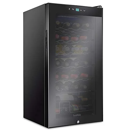 Ivation 28 Bottle Compressor Wine Cooler Refrigerator W/ Lock, Black