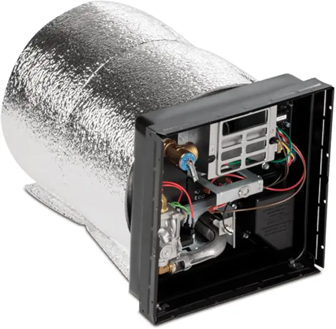 Dometic WH-6GEA RV Gas and Electric Water Heater - 12 Volt 6 Gallon Silver Burner-Quick Heating Burner System for Indoor Installation