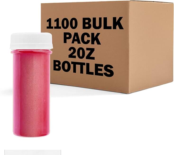 [1100 Pk] 2 oz Small Plastic Juice Bottles, Bulk 1100 Mini Clear Round Bottles and White Lids Caps for Liquids Smoothies | Juicing Business Bulk Pack