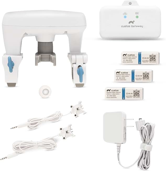 DIY Automatic Water Shut Off Valve Control, LoRa Water Leak Detection Device Kit with 3 WiFi Water Leak Sensor, WiFi Water Shutoff Valve with Battery Backup