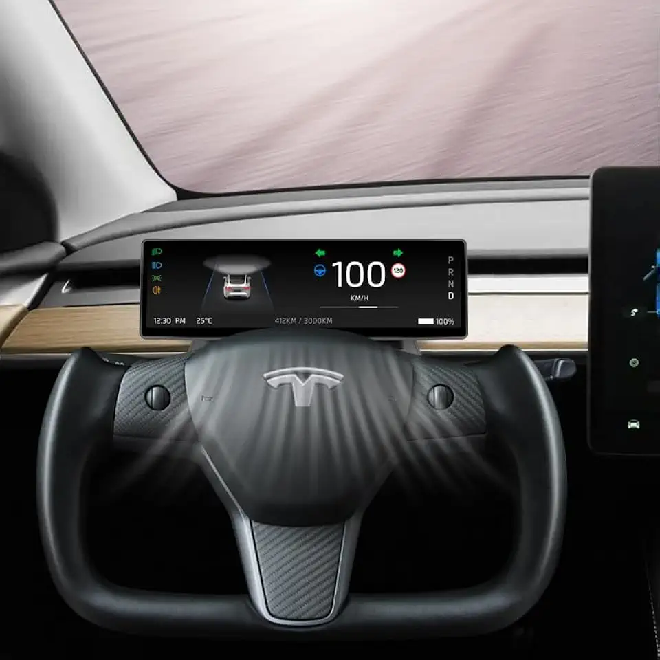 Head Up Display for Tesla Model 3 2017-2023 Model Y 2019-2024 with Front Camera,with Wireless/Wired Carplay Android Auto Bluetooth WiFi USB Navigation Power Speed IPS HD Touchscreen(9 in)