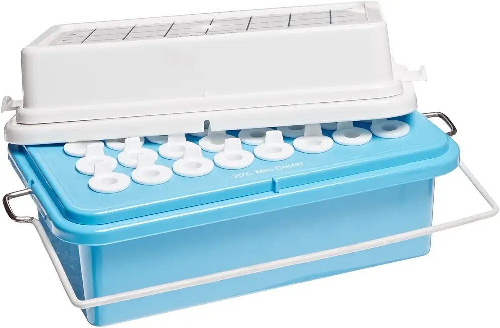 Heathrow Scientific True North HEA120075 Polycarbonate Mini Cooler with Gel Filled Lid, Holds 0.5-2 mL x 32 Tubes, -20°C Maximum Temperature